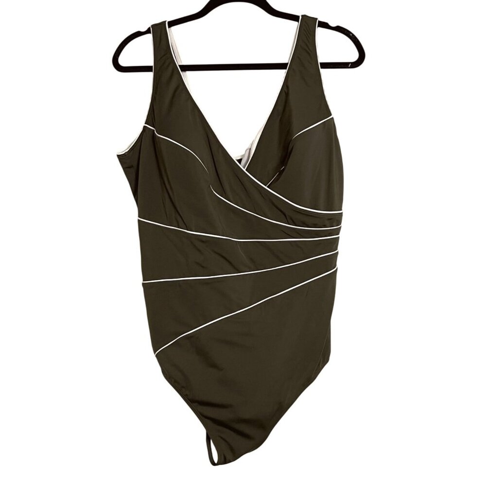 NWT Delimira One Piece Swimsuit Dark Olive Size 20 New
